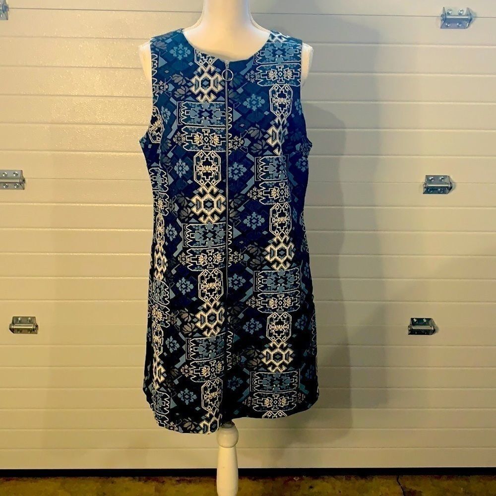 New Look blue tapestry dress - fully lined - sz 16
